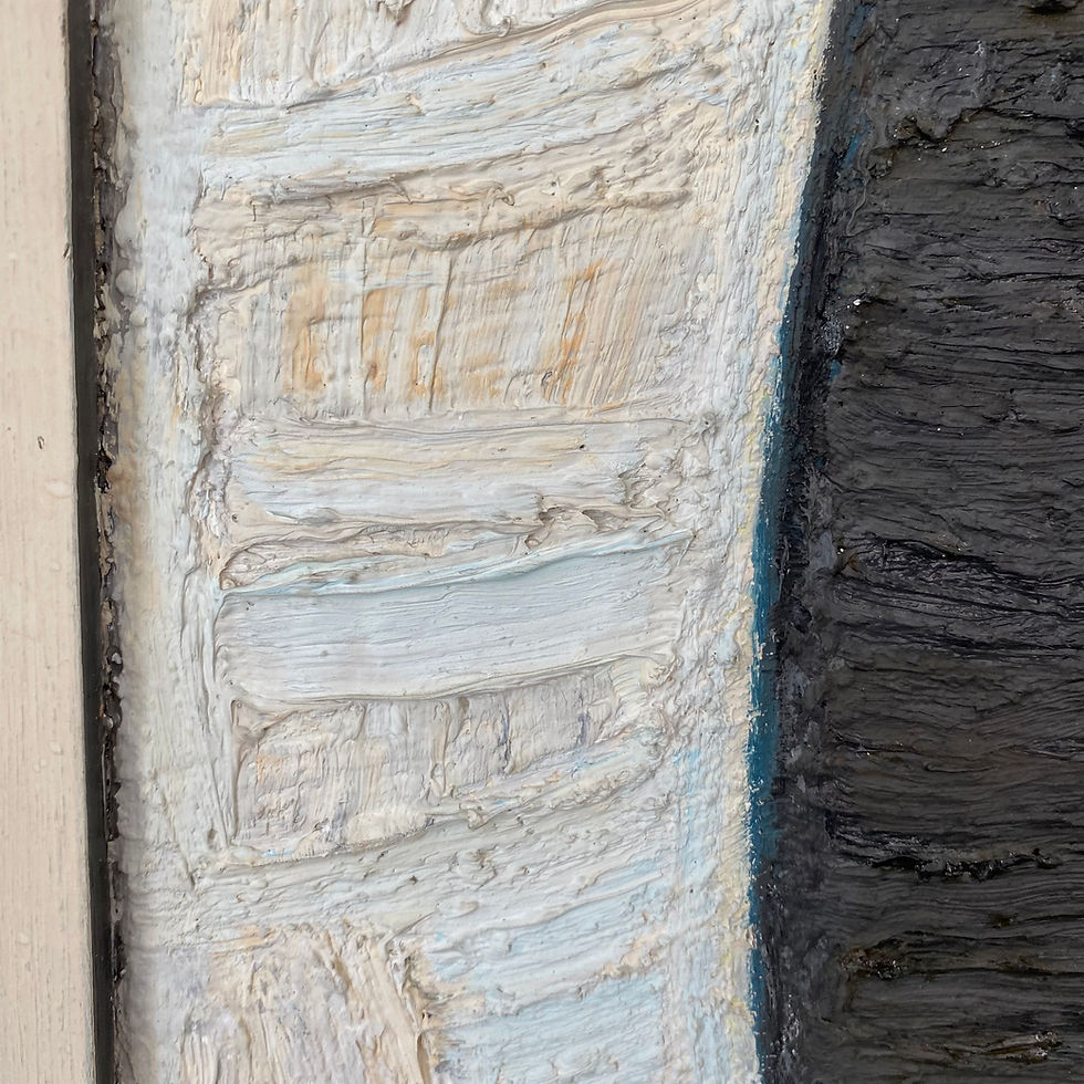 Thumbnail: Swedish modernist impasto on canvas by Max Gregor Carlsson featuring a beautiful palette of brown, blue and cream