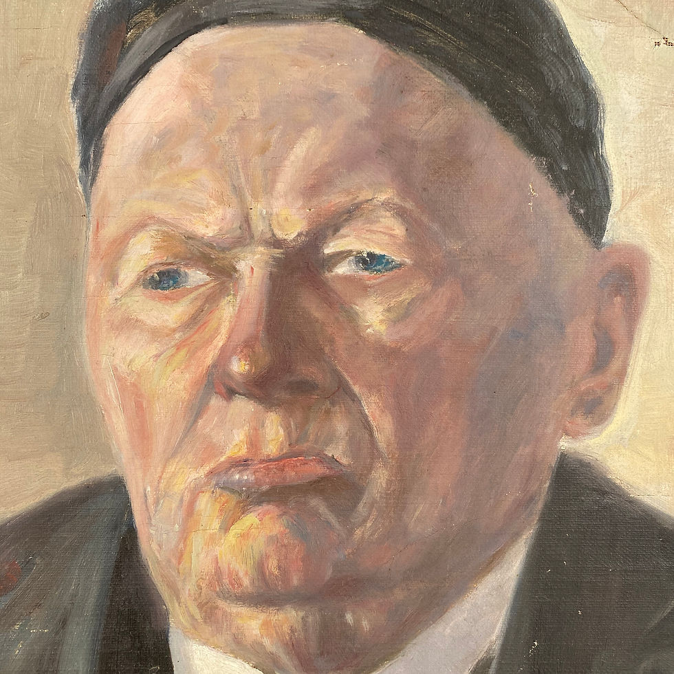 Characterful French Oil Portrait of an old Man
