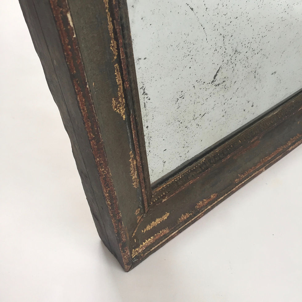Thumbnail: Antique French mirror with beautiful painted frame and foxed mercury plate