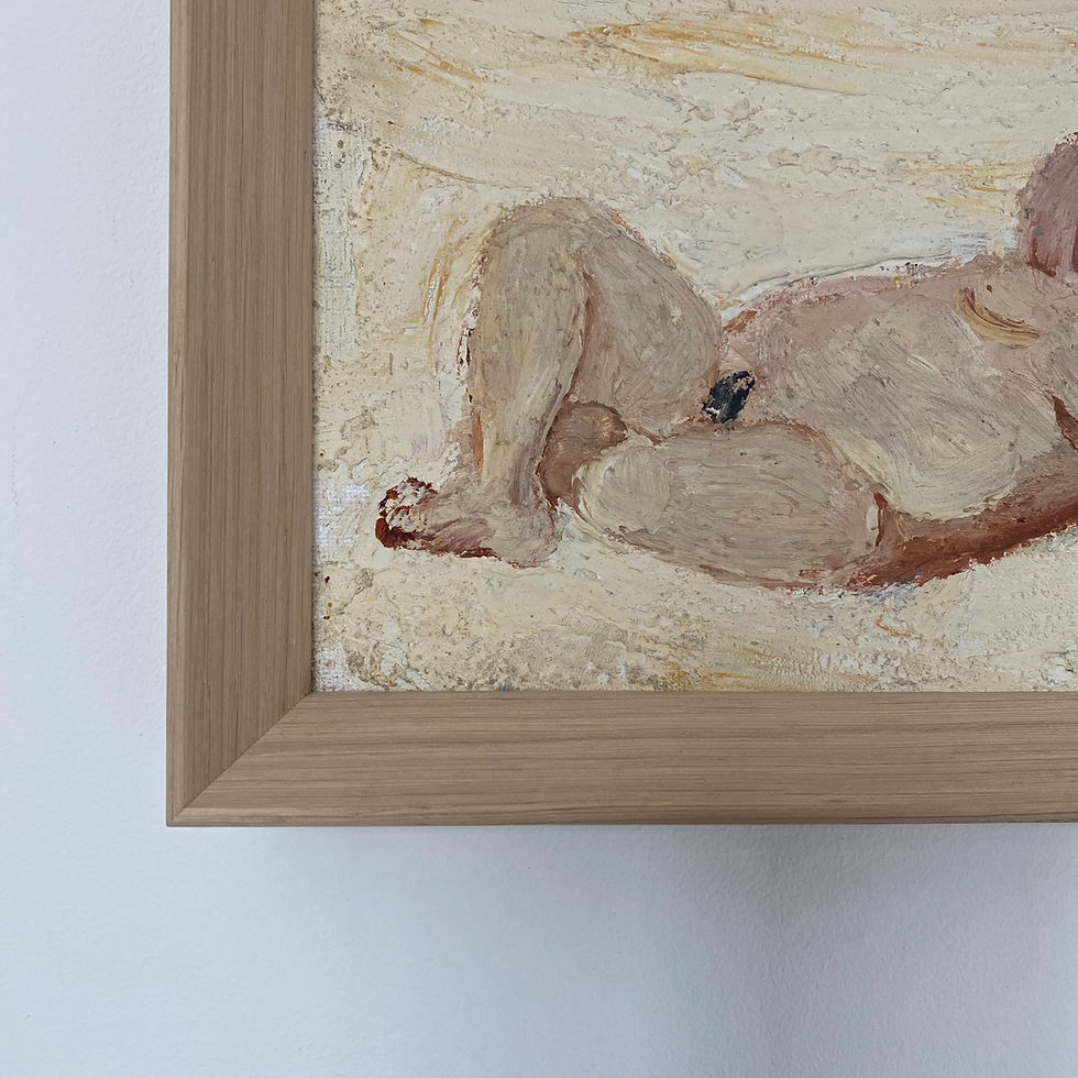 Thumbnail: Mid-century reclining nude painting in wooden frame by Pär Lindblad