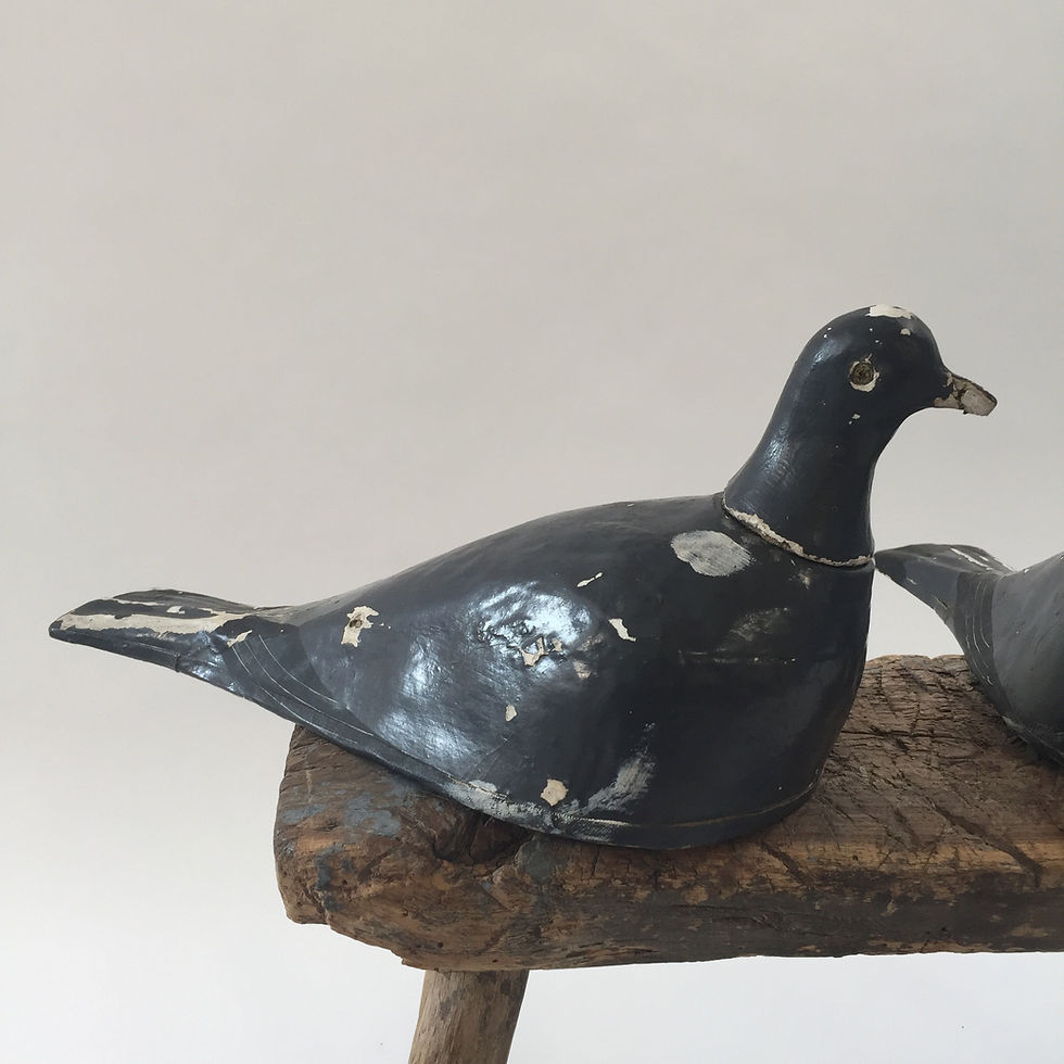 Thumbnail: French Papier Mâché Paper Mache Decoy Pigeons - Set of Four