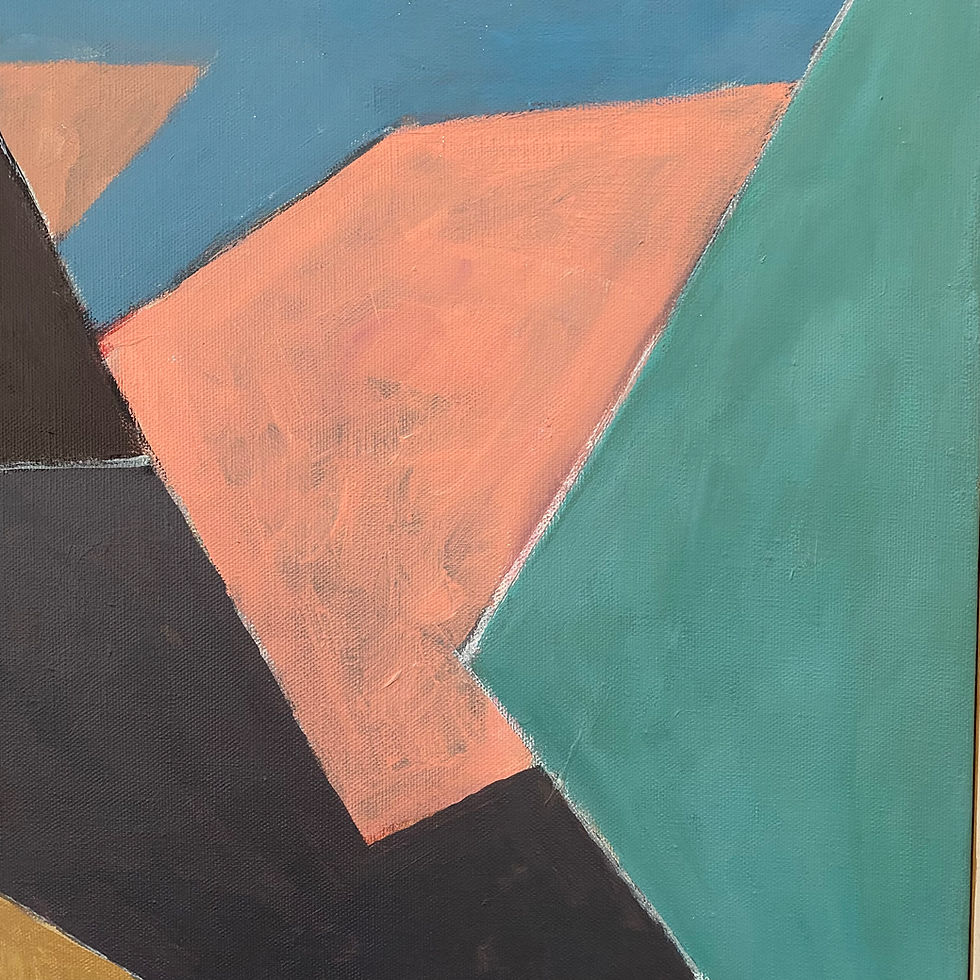 Thumbnail: Vintage abstract painting with soft geometric form and movement and a colourful, yet soft palette