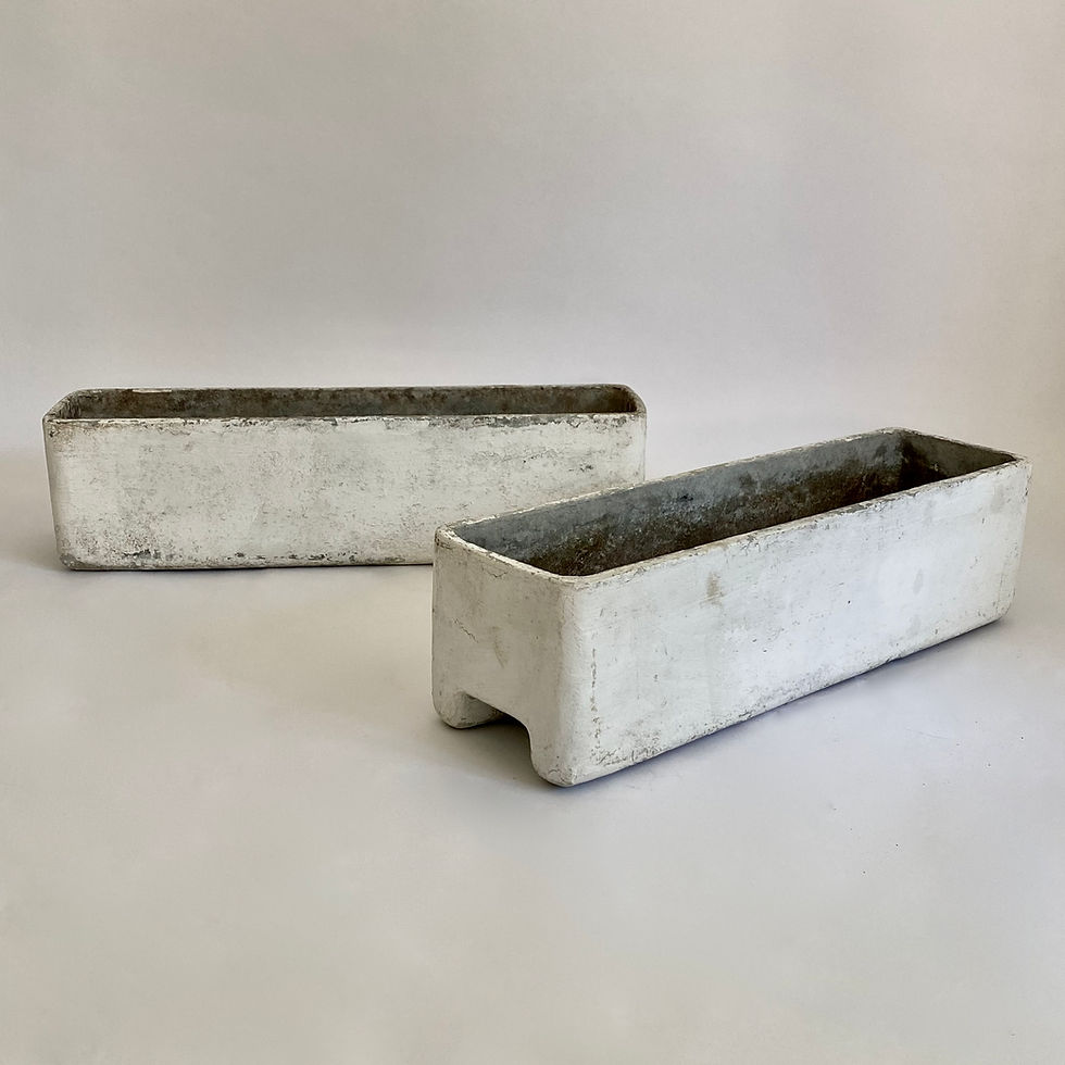 Mid-Century Modernist Cement Planters - Pair