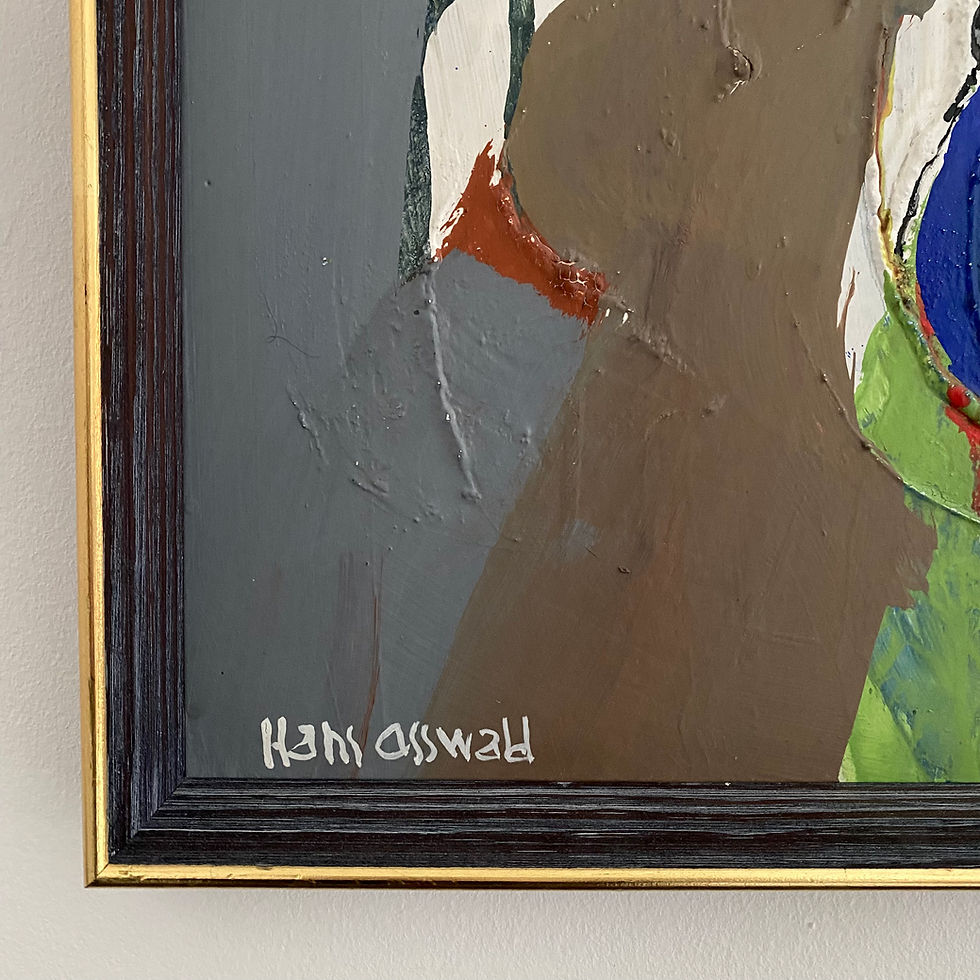 Thumbnail: Vibrant mid-century abstract painting by Hans Osswald featuring a vivid primary palette