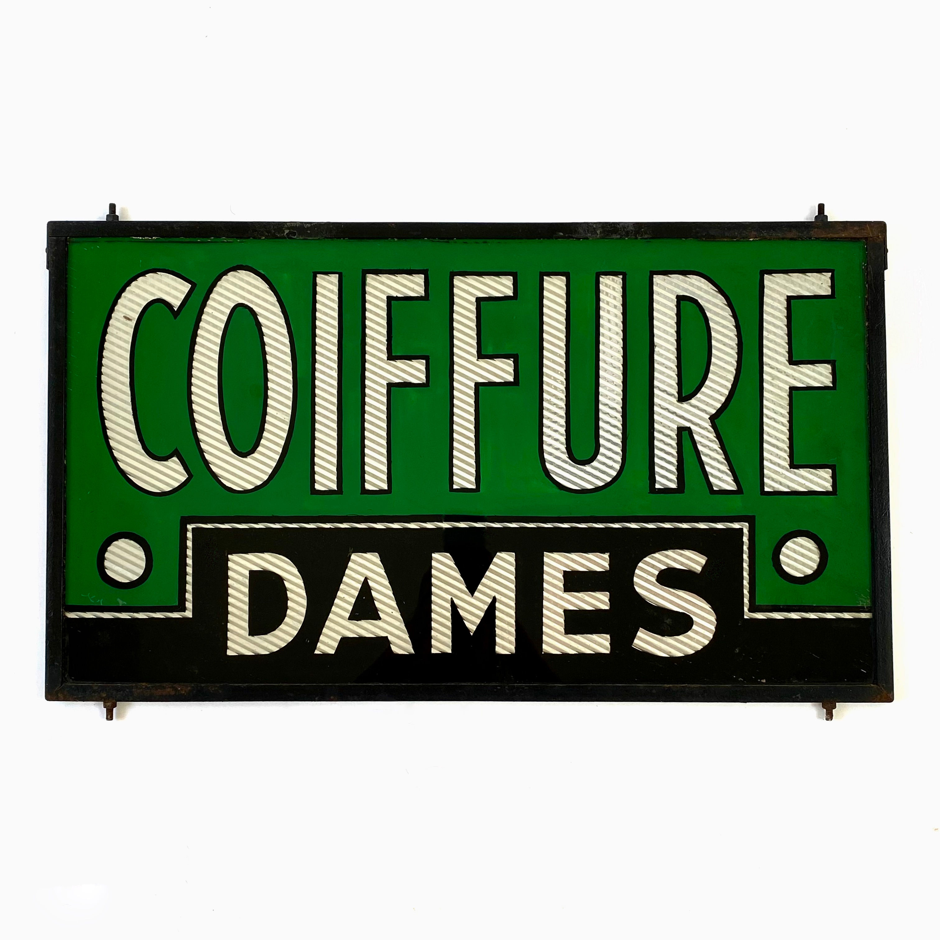 French COIFFURE DAMES Mirrored Glass Sign