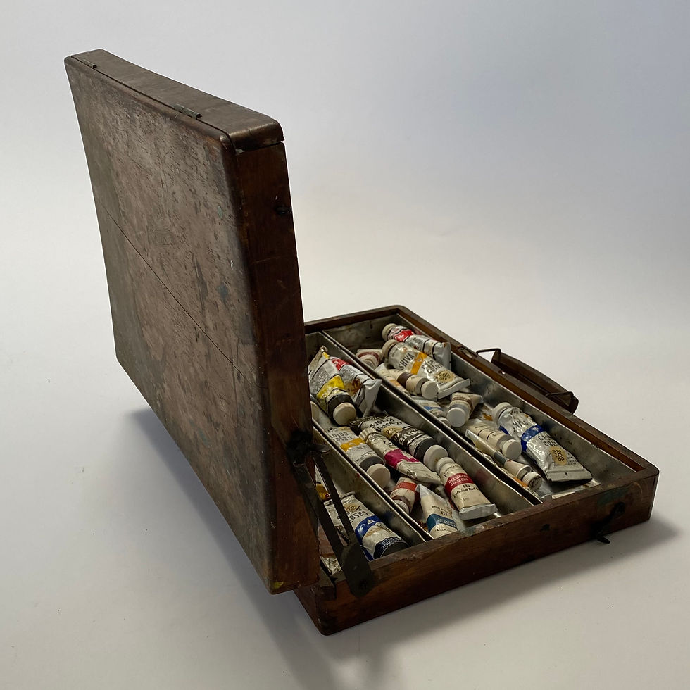 Thumbnail: Vintage Wooden Painter's Box with old paints