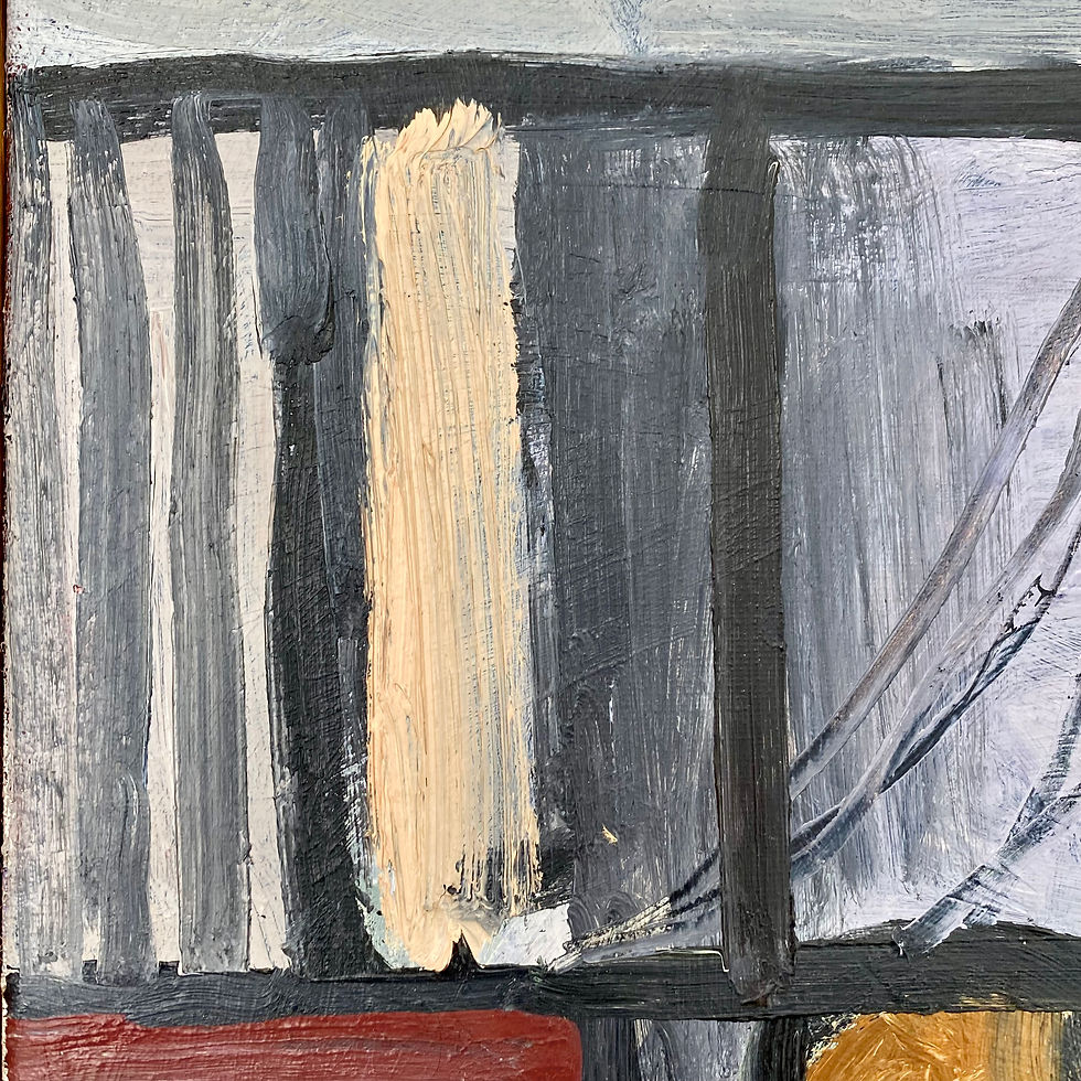 Thumbnail: Modernist Swedish abstract still life painting in original wooden frame