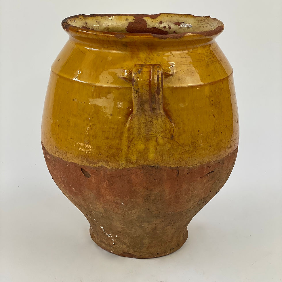 Thumbnail: Large Antique French Yellow Glazed Confit Pot