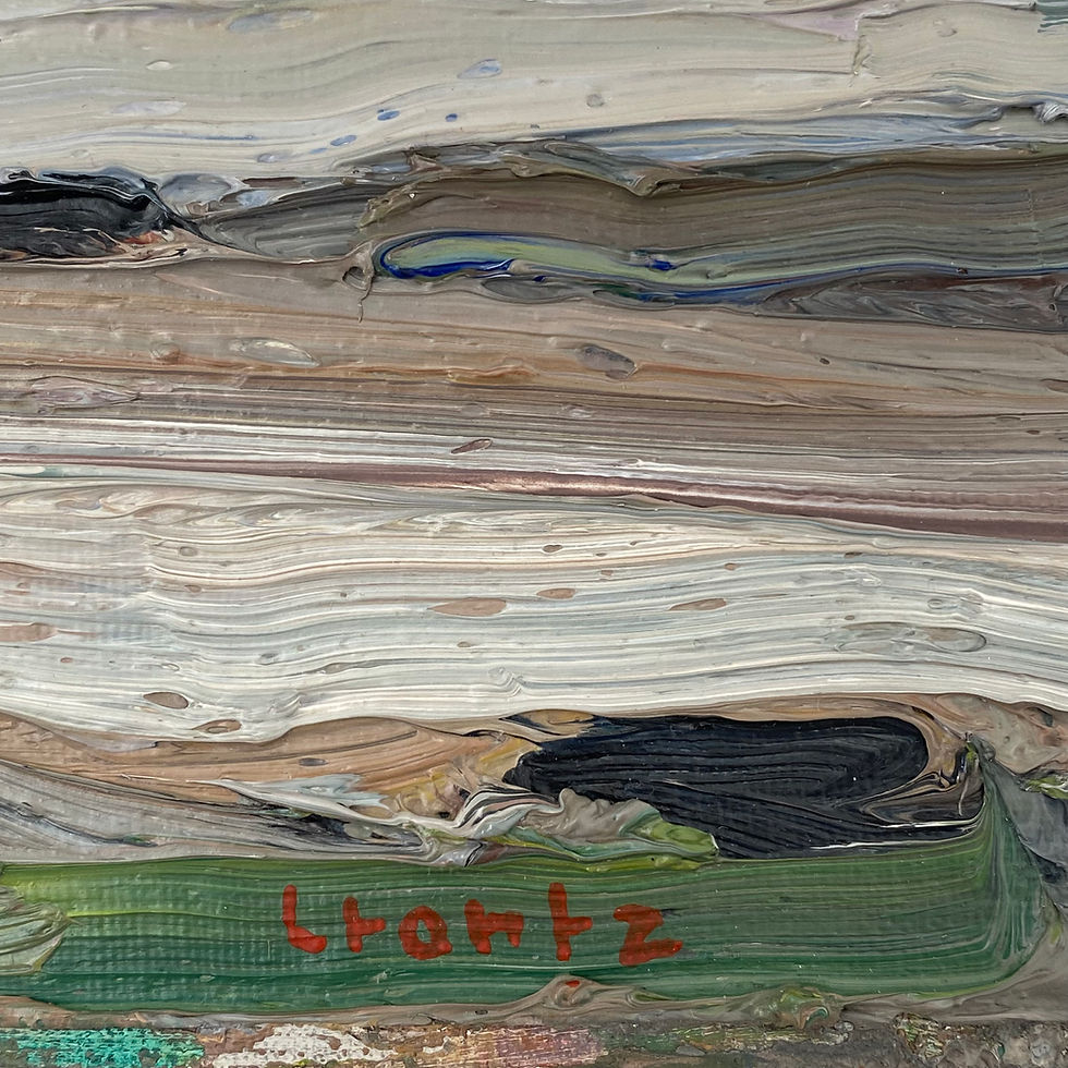 Swedish mid-century painting by Bengt Crantz featuring a seascape in impasto. Framed in a wooden tray frame