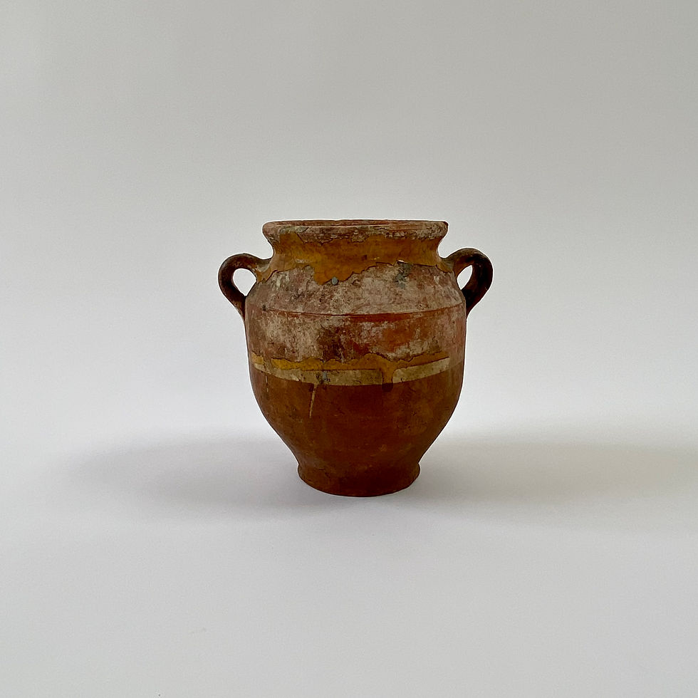 Small Antique French Terracotta Yellow Glazed Confit Pot
