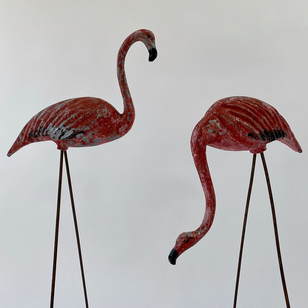 Fabulous pair of 1950’s cast aluminium lawn flamingos