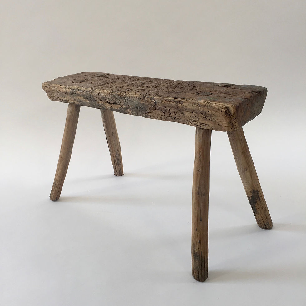 Antique Primitive Wooden Stool Bench