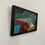 Thumbnail: French mid-century geometric landscape painting in a black wooden frame