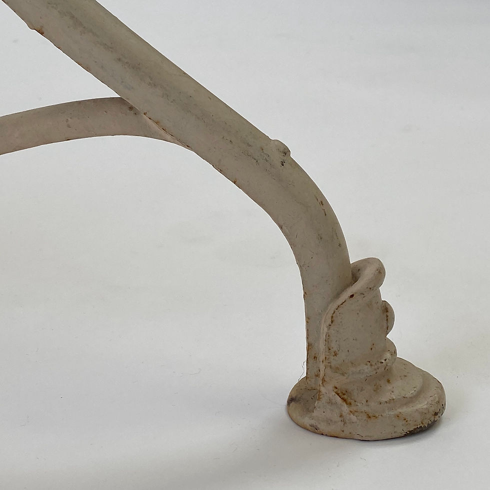 Thumbnail: French Arras white garden table with a large, round top, and signature hoof feet