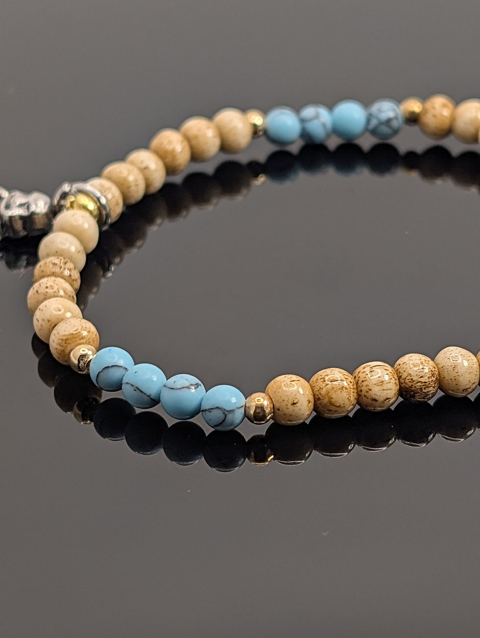 Thumbnail: Turquoise, Onyx + Bone - Charm Edition Karma Bracelet 