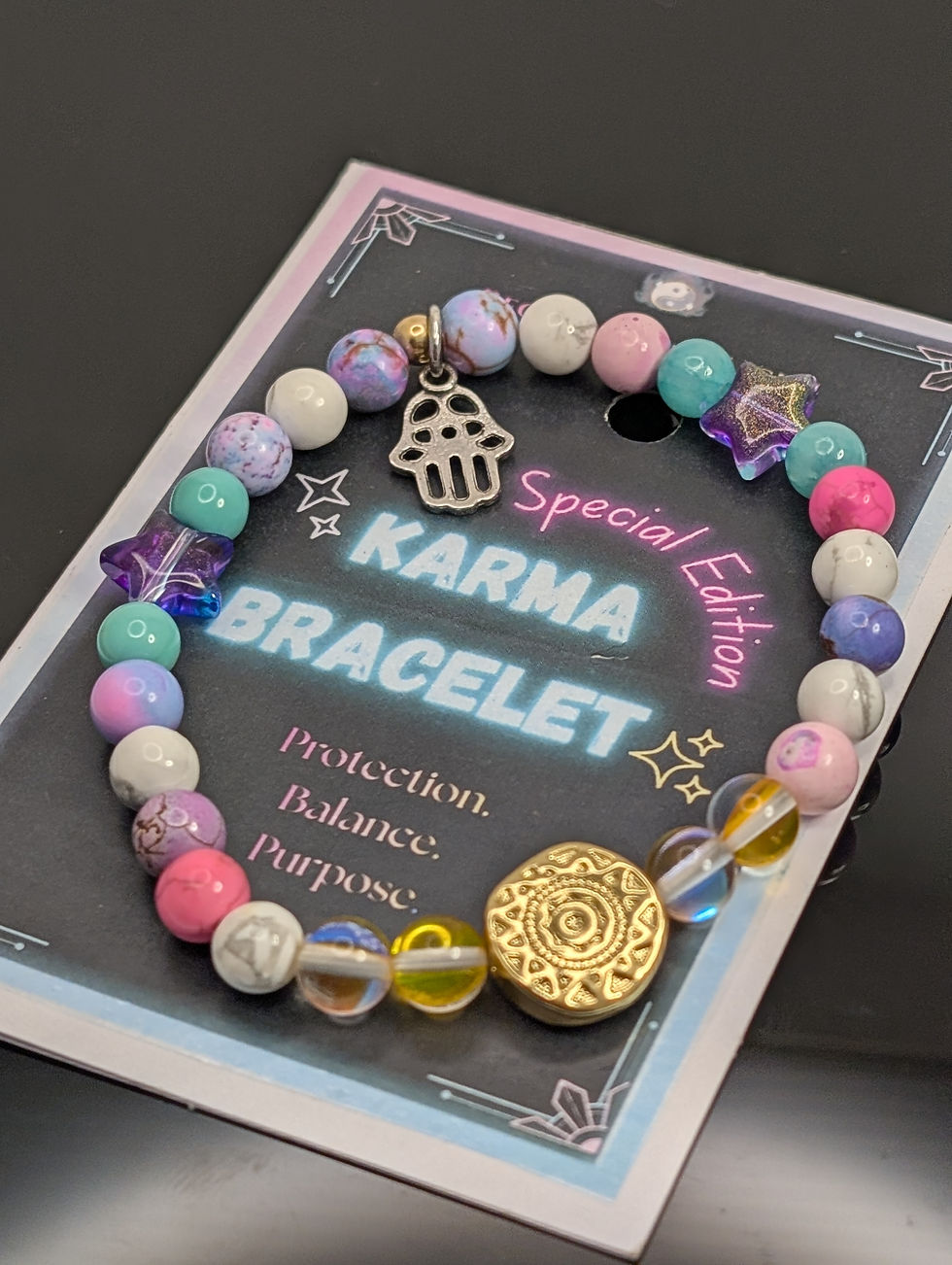Thumbnail: Dyed Howlite and Iridescent - Radiance Edition Karma Bracelet