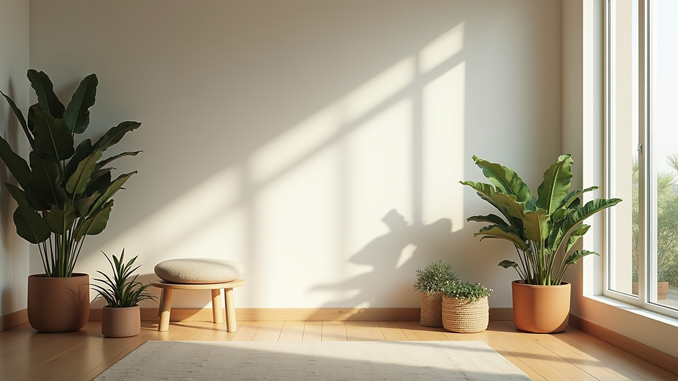 Vista de una habitación decorada con plantillas de estar fácil