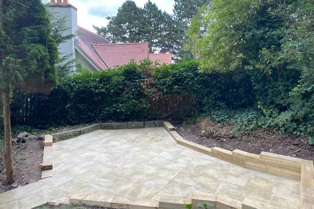 Patio with Sleeper Boundary, Sheffield