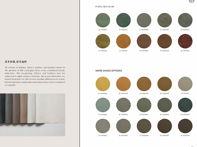 Leather colour and material options