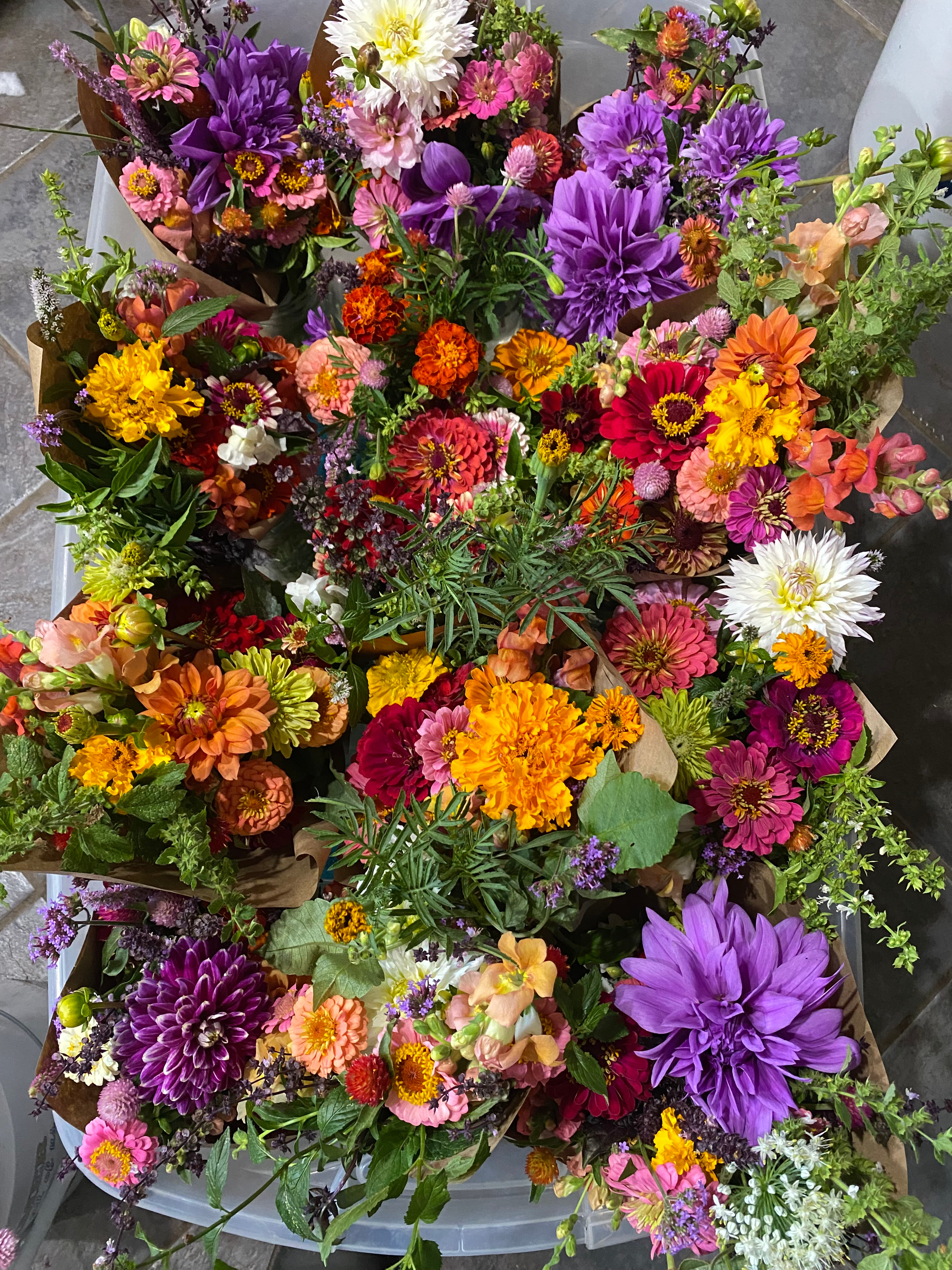 Flowers by the bucket
