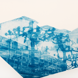 affiche Mourenx, cartographie des mémoires, cyanotype, Judith Millot