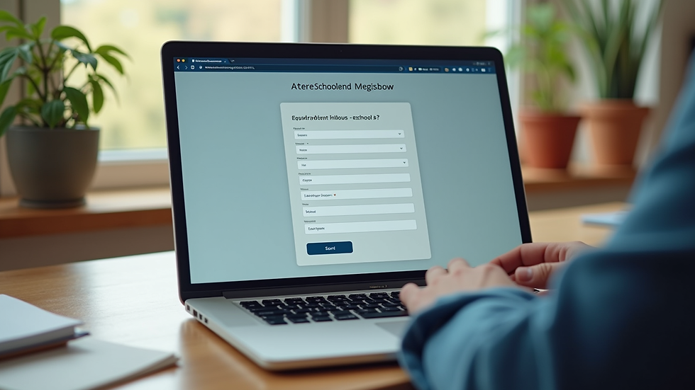 Close-up view of a laptop screen showing an online homeschooling registration form