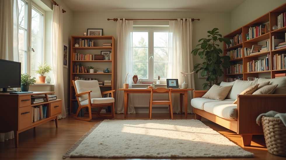 Eye-level view of a cozy homeschooling room with books and learning materials