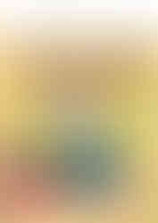 Cover of Pop'n Music Character Visual Guide, a Konami Official Guide under the Bemani label. The illustration features two cartoon mascots—one with long braids and bunny ears, the other resembling a cat—both wearing blue uniforms and jumping cheerfully. Colorful Japanese text highlights content from the arcade versions Pop’n Music through Pop’n Music 6 and console versions up to Pop’n Music 4. The background is filled with a collage of various game characters in a soft yellow tone.