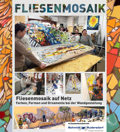 Wie wird aus einem konkreten Gestaltungsauftrag ein Mosaik? In diesem Modul entwickelst du im Team einen Entwurf und setzt ihn gemeinsam mit Fliesen und Keramik praktisch um. Dabei lernst du den gezielten Umgang mit Fliesenschneider und Fliesenzange und erfährst, wie aus unterschiedlichen Ideen eine stimmige Gesamtkomposition auf Netz - zur späteren Anbringung - entsteht.
