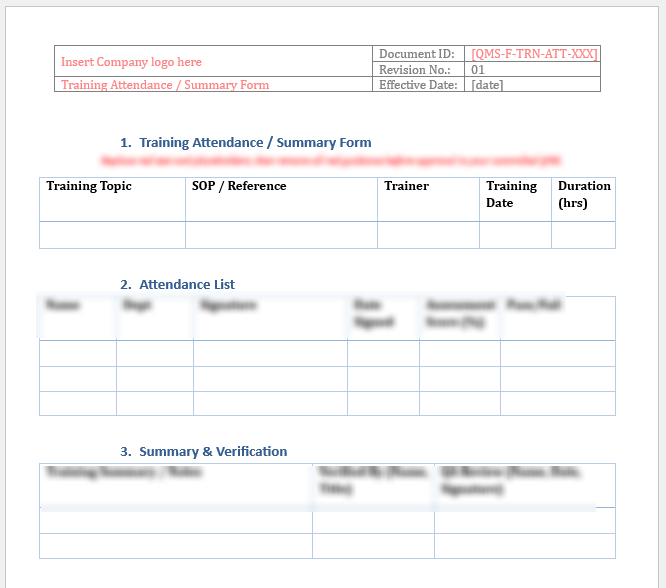 Training Attendance Record – Employee Training & Compliance Tracking (PDF)