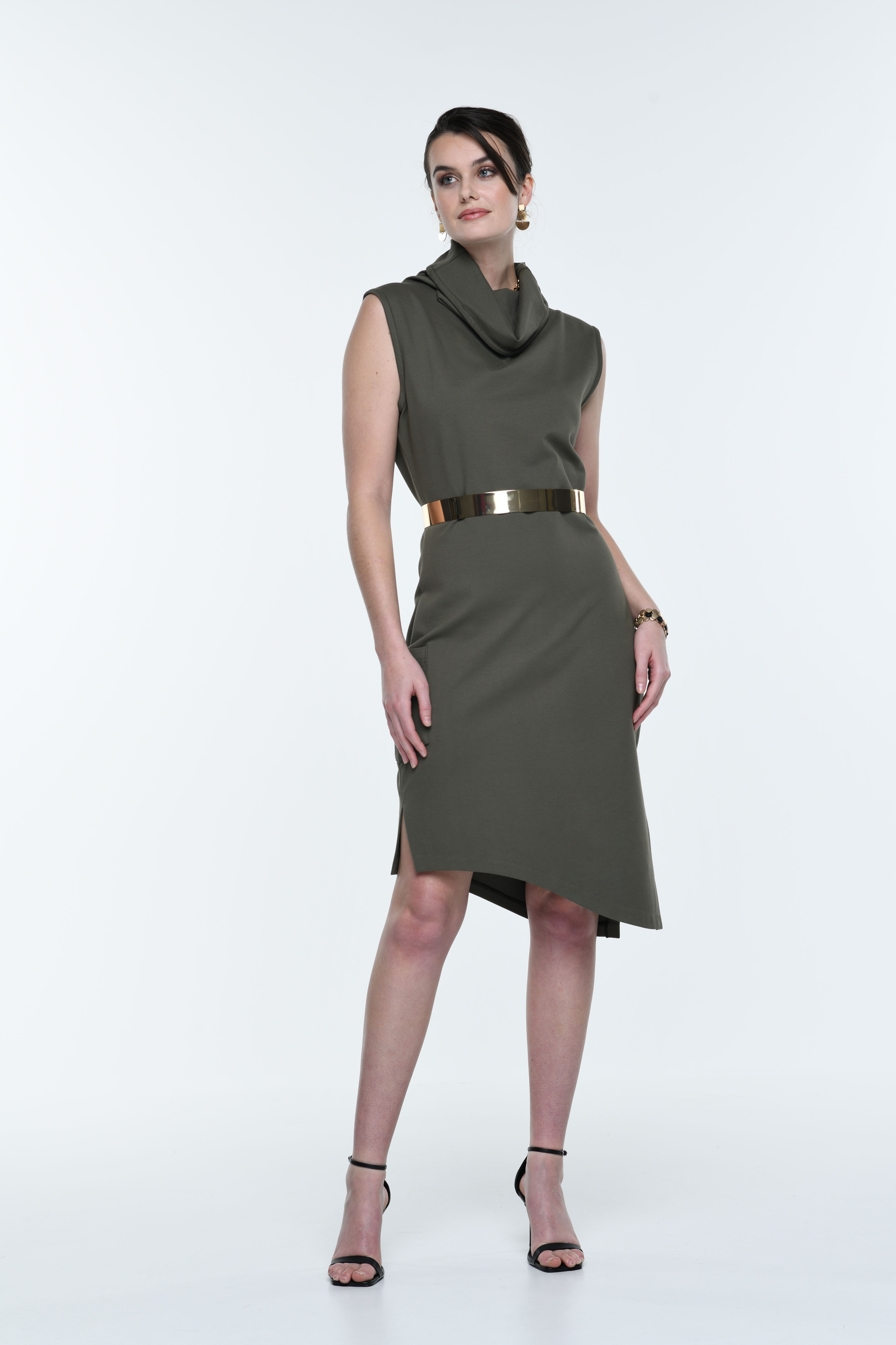 Asym Funnel Neck Dress