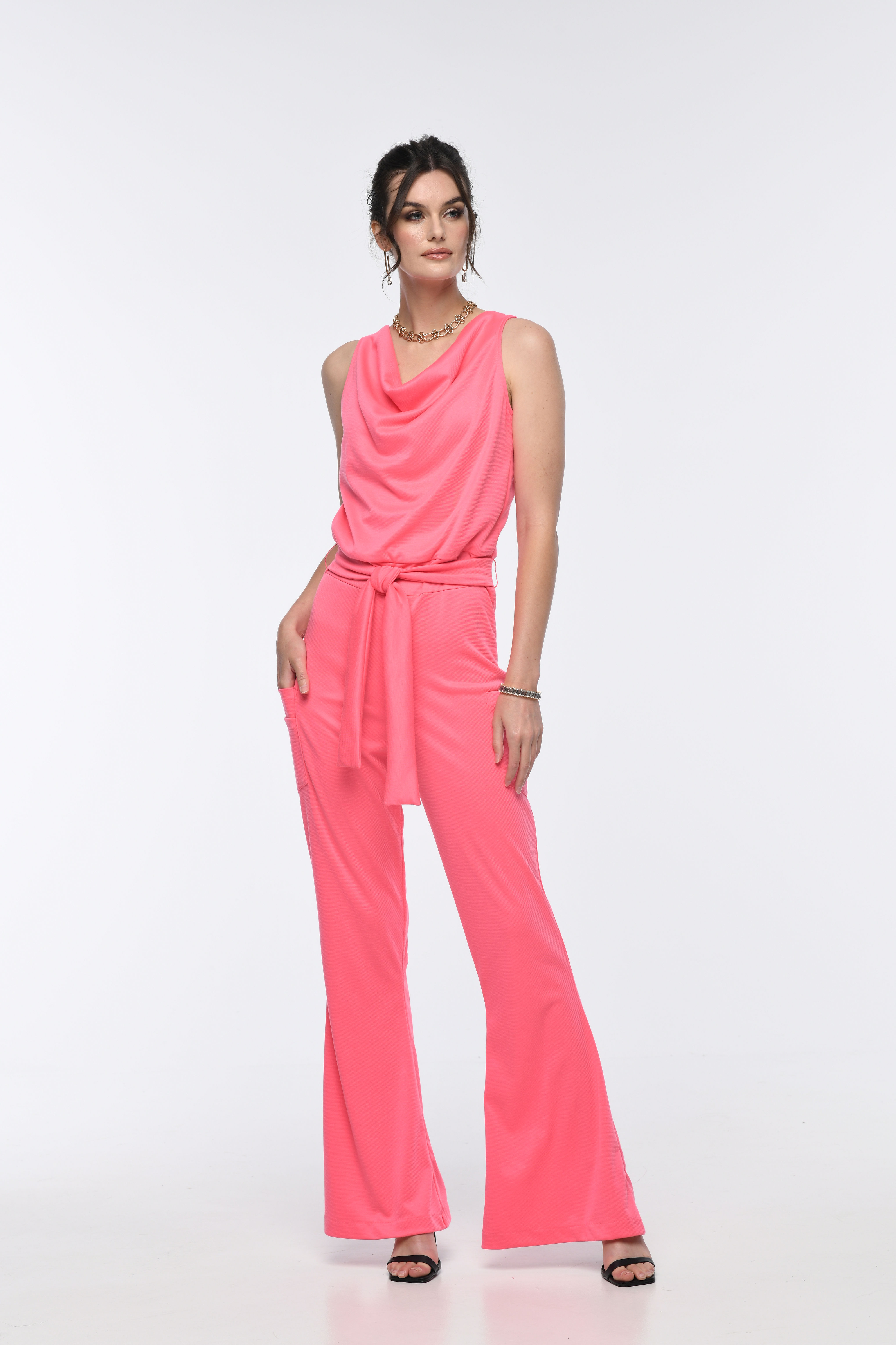 Sleeveless Cowl Neck Jumpsuit