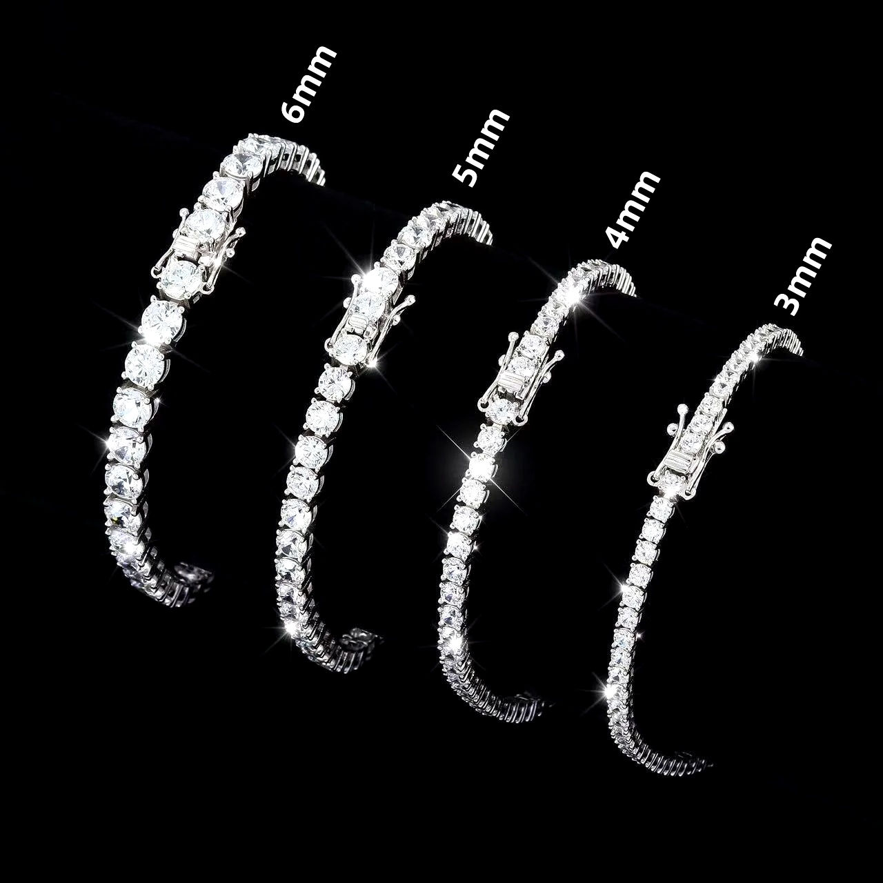 GRA Cert Moissanite Tennis Bracelet 925 Silver Plated 18K Gold Full Paved Sparkl