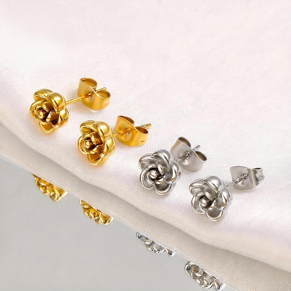 Thumbnail: Temperament 316L Stainless Steel Rose Stud Earrings | Elegant and Simple Pattern