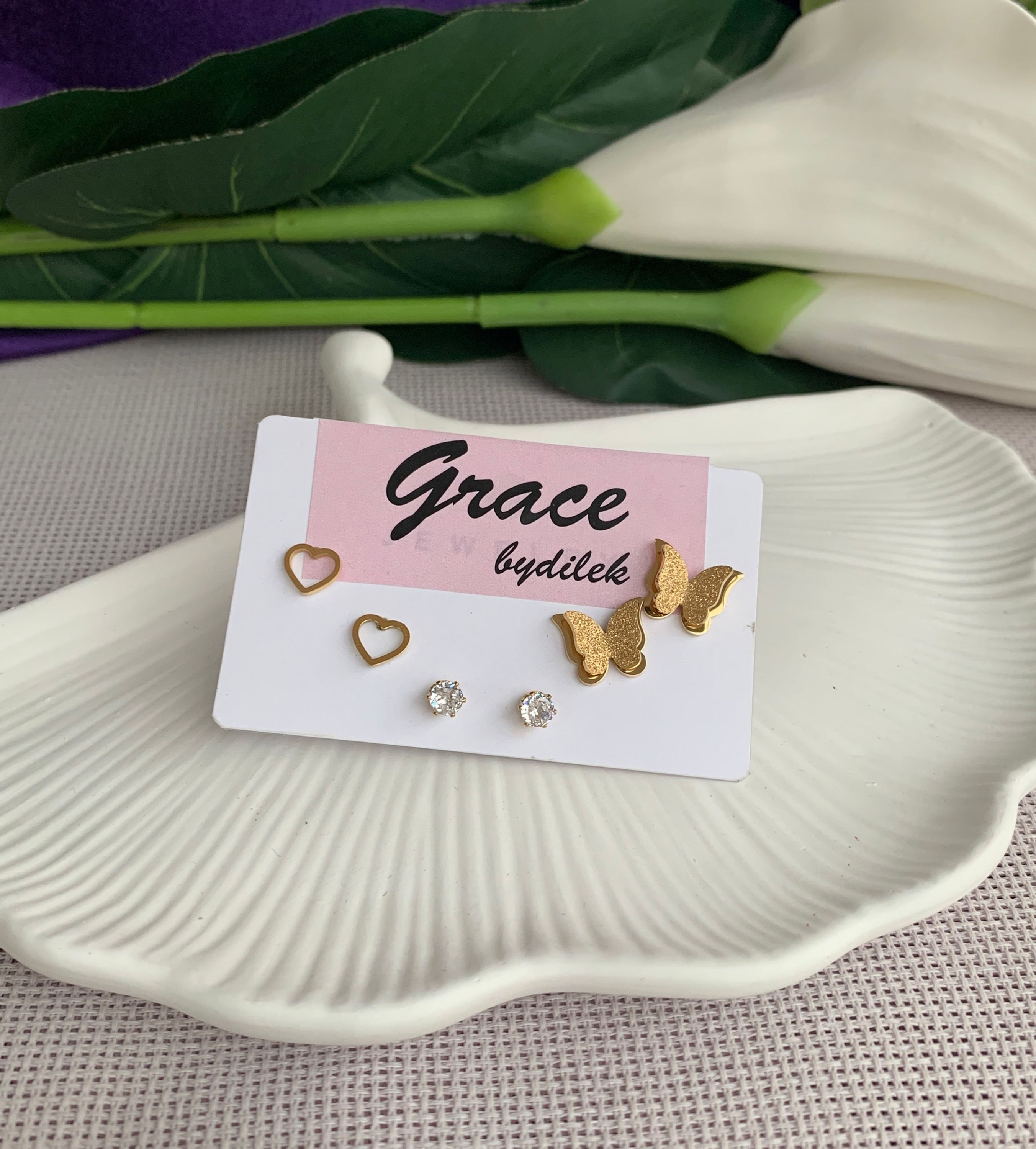 Kelebek Üçlü Küpe 