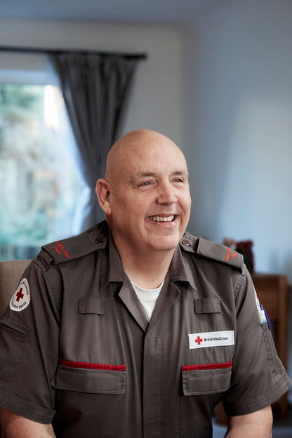 Pete, hospice ambulance driver, photographed for British Red Cross