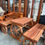 Thumbnail: Rustic Wooden Wagon Wheel Table Set