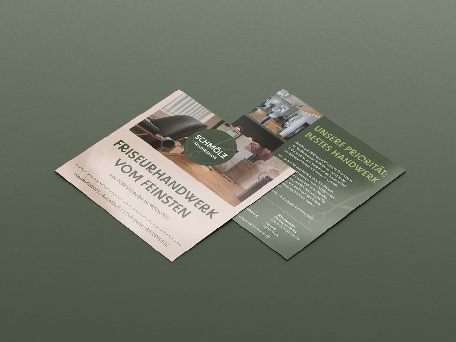 Flyer Friseurhandwerk vom Feinsten, Friseursalon Schmölz in Pfronten