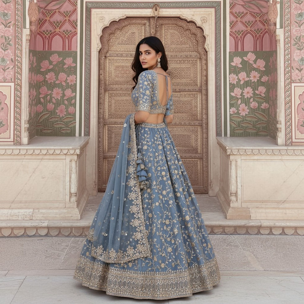 Thumbnail: Golden Reverie Crinkle Lehenga