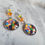 Miniature : boucles d'oreilles en acier inoxydable argenté, cabochons bonbons, perles orange et jaune