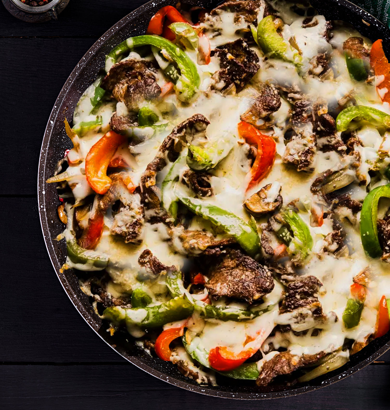 Our catered Philly Cheesesteak Skillet Lunch for Spokane delivery.
