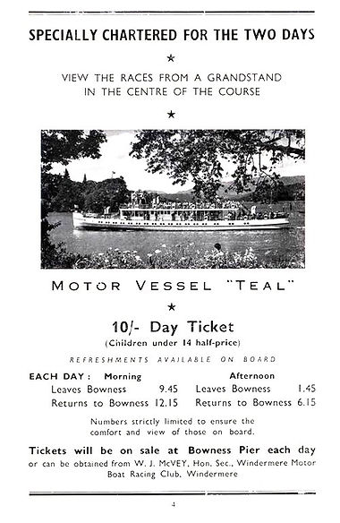 Poster advertising race viewing from Motor Vessel Teal