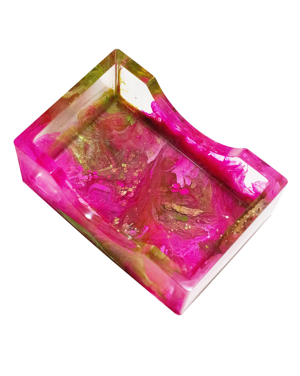 Thumbnail: Watermelon Green & Pink Abstract Petri Dish Coaster Set | Disk Golf Mini Marker