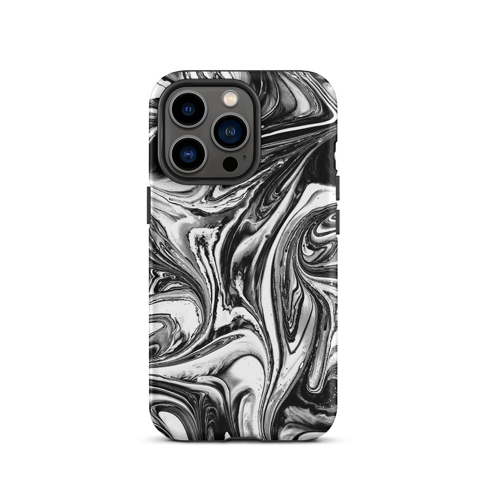 Thumbnail: Black & White Abstract Marble Tough Case for iPhone®