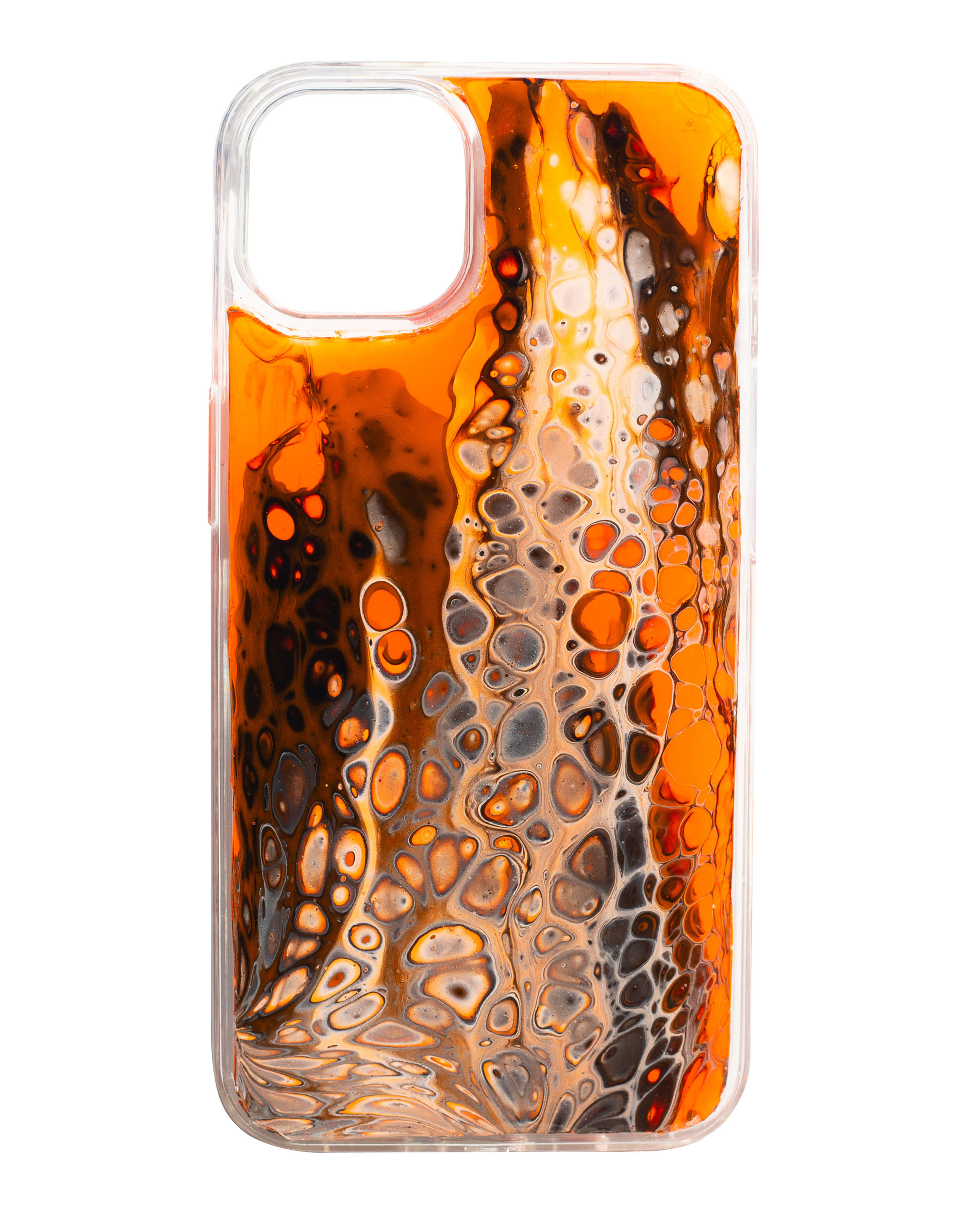 Abstract Orange & Black Volcano Cells IPhone 13 Case