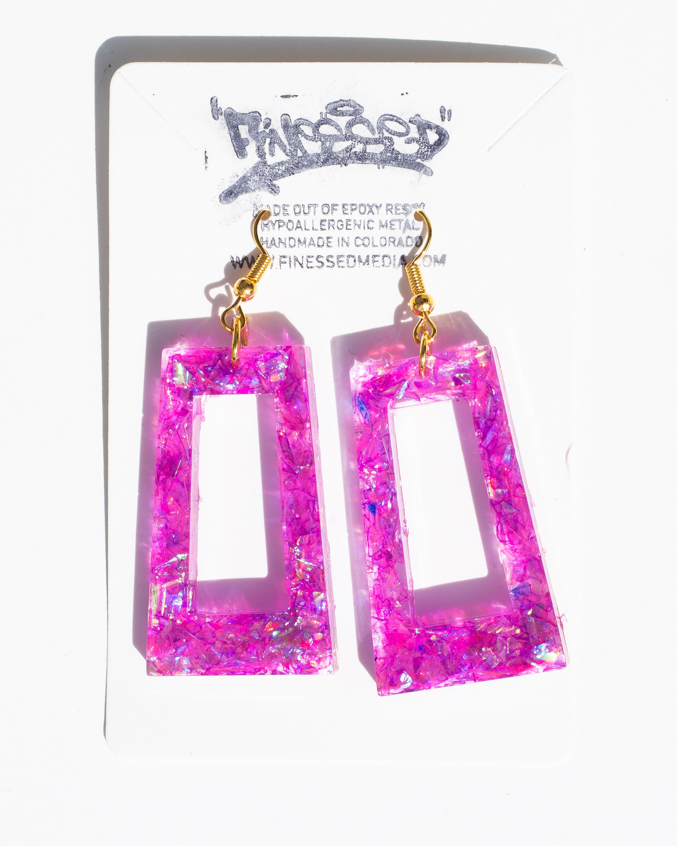 Purple Holographic Dichroic Rectangle Earrings