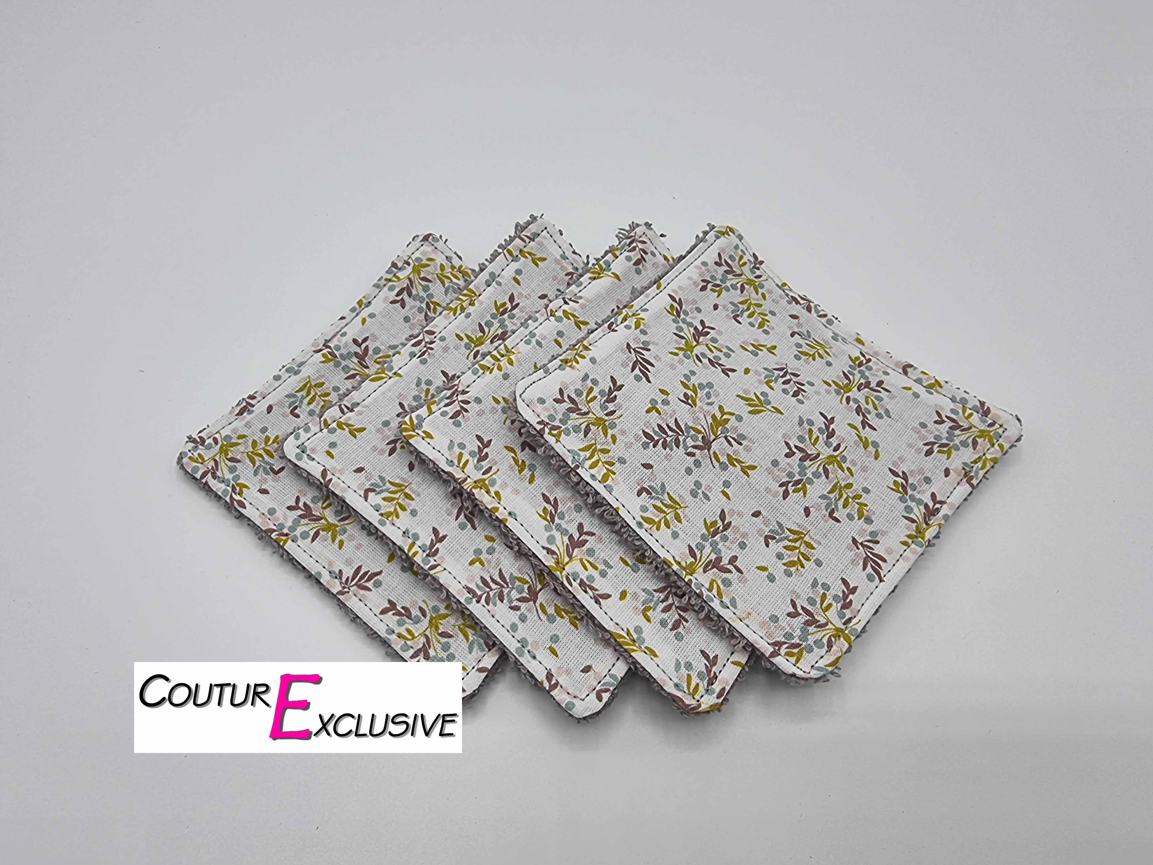 4 lingettes, éponge - fleurs