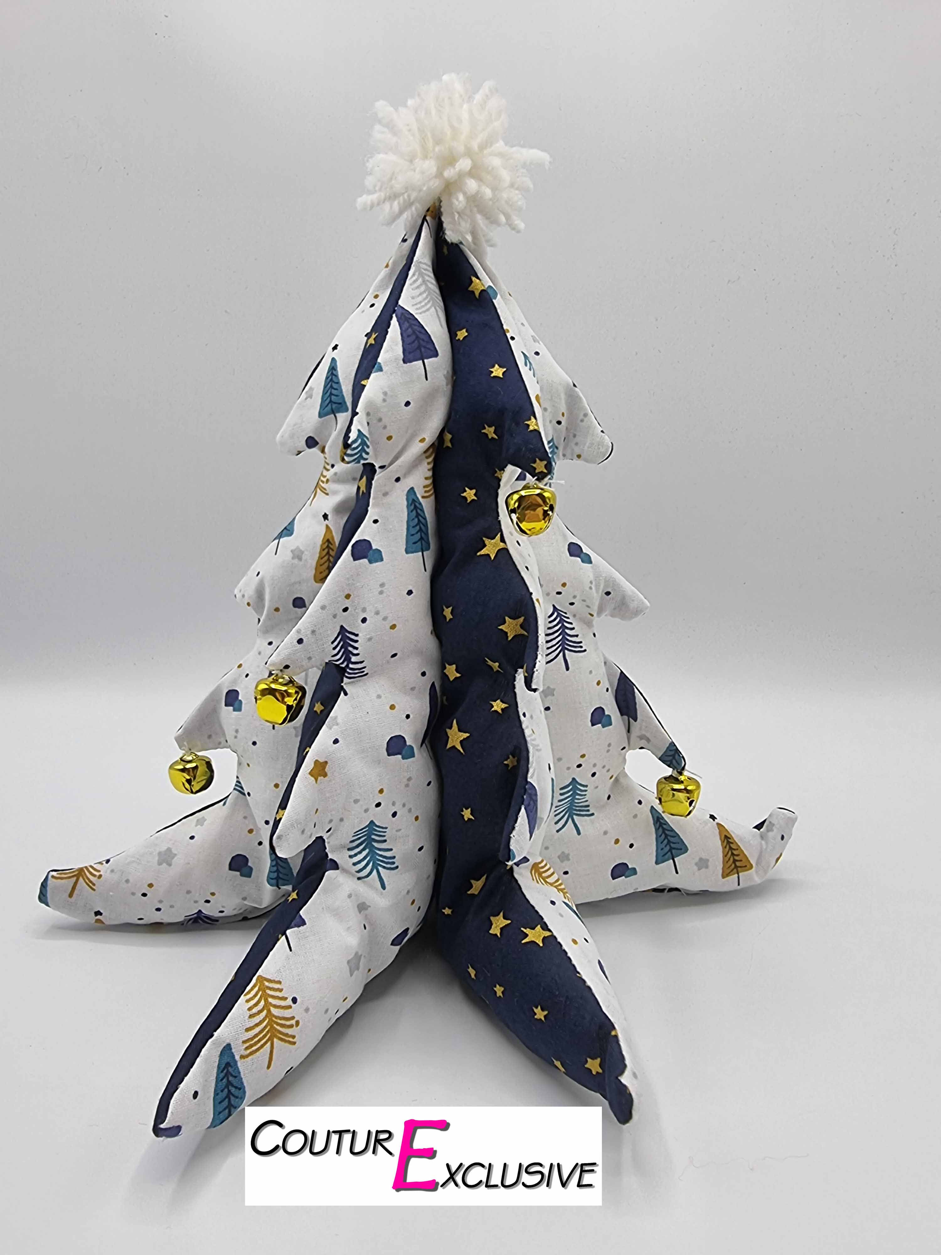 Sapin hauteur 24cm, 6 branches, sapin/bleu étoile