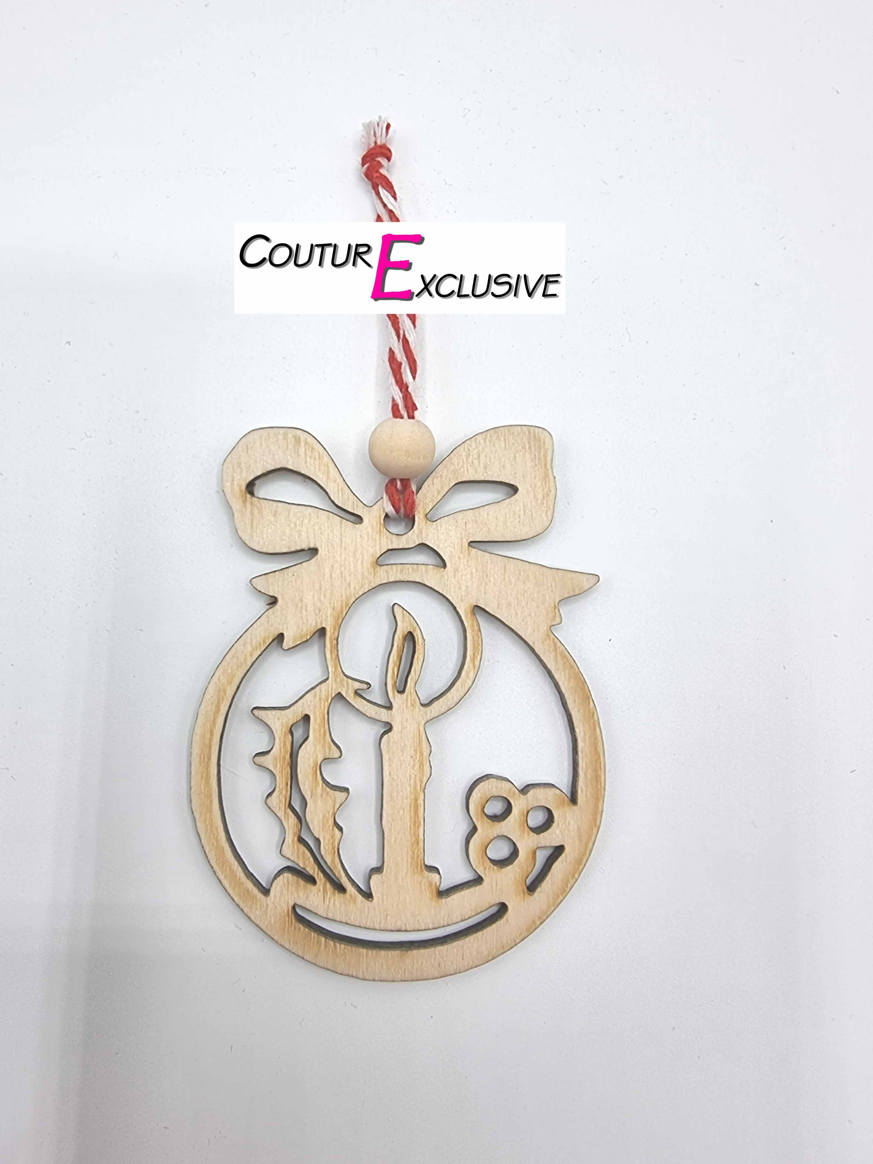 Boule de Noël bois - BOUGIE