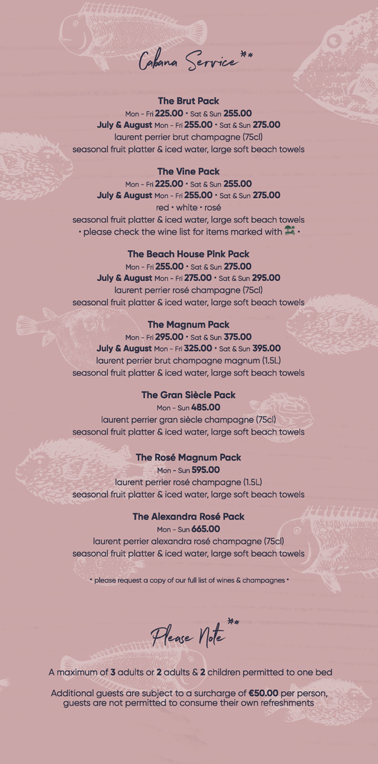 Caban Sun Bed Prices • The Beach House Restaurant